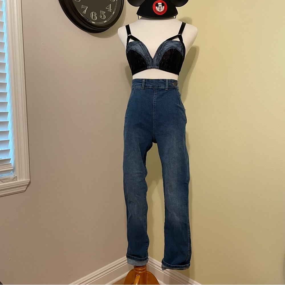 Hell Bunny XS high waist retro stretch jeans 50’s Unique Vintage